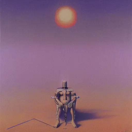 Prompt: painting of a syd mead scifi ancient civilzation empty room, purple sun, beksinski