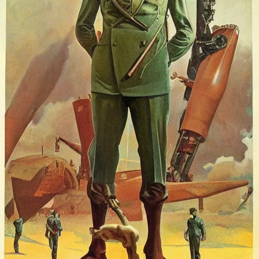 Image similar to soviet propaganda of communist peasasnt robert mueller, by j. c. leyendecker, bosch, and beksinski