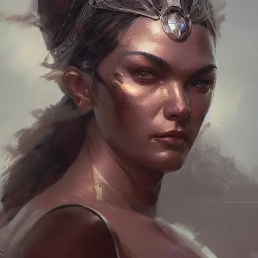 Image similar to a beautiful portrait of a iron goddess by greg rutkowski and raymond swanland, trending on artstation, ultra realistic digital art