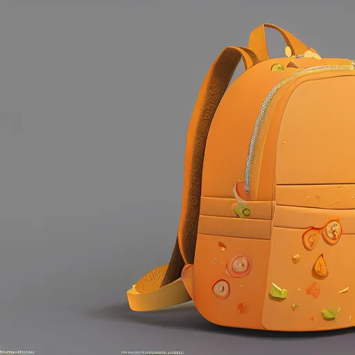 Prompt: a backpack in mango fruit shape, artgem, octane render, artstation, hasselblad photo, 4 k resolution, fashion design, product photo