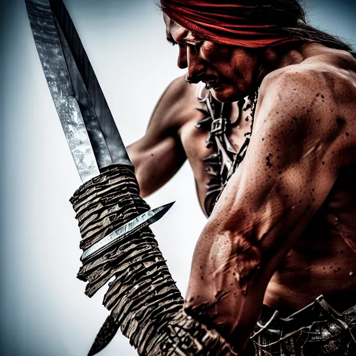 Image similar to photo of a warrior with bone blades coming out of forearm, highly detailed, 4 k, hdr, smooth, sharp focus, high resolution, award - winning photo