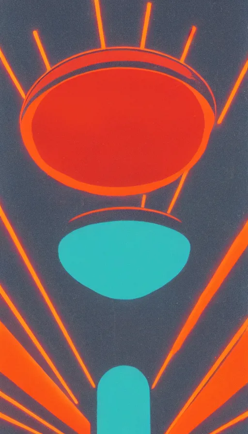 Prompt: ufo in neon space, sharp focus, saul bass