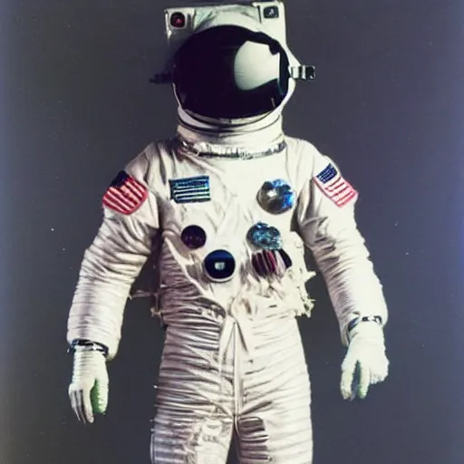 Image similar to A photo of 1980s VR spacesuit designed by US Army, Polaroid photo found in the attic