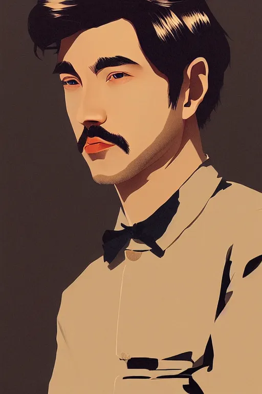 Prompt: portrait of a handsome man by james jean by ilya kuvshinov kintsugi