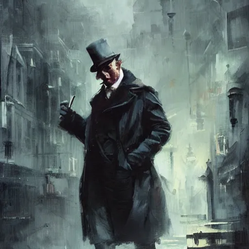 Image similar to sherlock holmes, modern, brush strokes, oil painting, greg rutkowski