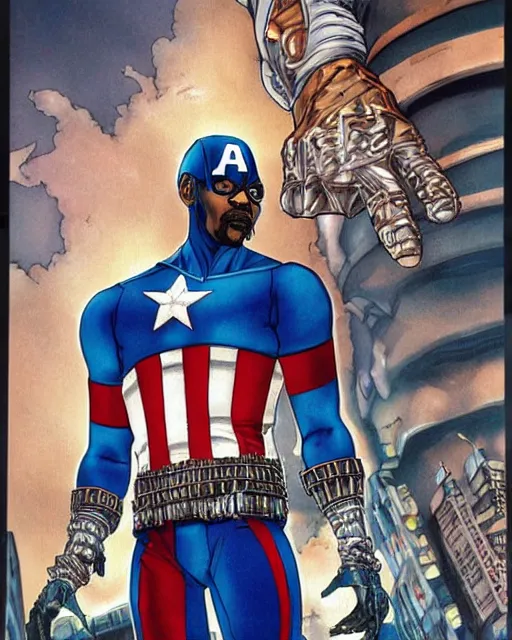 Prompt: snoop dog as captain america by masamune shirow, biomechanical, 4 k, hyper detailed