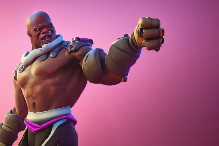 Image similar to doomfist, pink blazer, overwatch game, digital art, high detailed, unreal engine, artstation, 3 d render