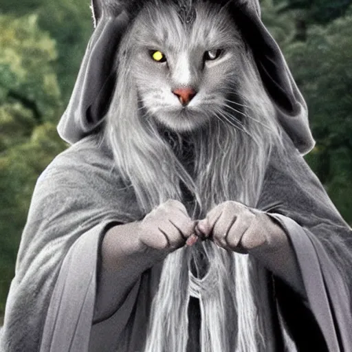 Prompt: lord of the rings gandalf as a cat