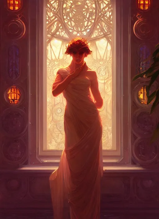 Image similar to water, glowing lights!! intricate elegant, highly detailed, digital painting, artstation, concept art, smooth, sharp focus, illustration, art by ( ( ( artgerm ) ) ) and greg rutkowski! and ( ( alphonse mucha ) )