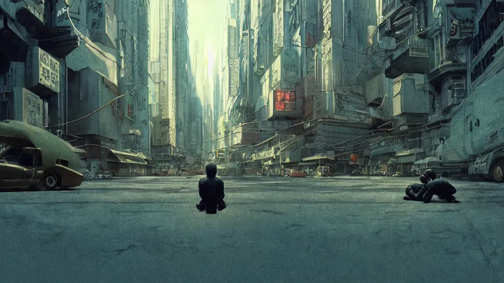 Image similar to realistic aesthetic highly detailed photography of characters in akira scene, characters with hyperrealistic highly detailed faces. from akira by katsuhiro otomo and and denis villeneuve and gregory crewdson style with many details by mike winkelmann and vincent di fate in sci - fi style. volumetric natural light hyperrealism photo on dsmc 3 system