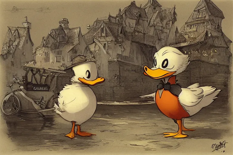 Prompt: duckburg by jean - baptiste monge