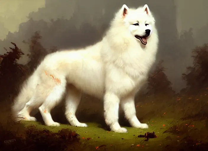 Image similar to samoyed by bayard wu, anna podedworna, gaston bussiere, greg rutkowski