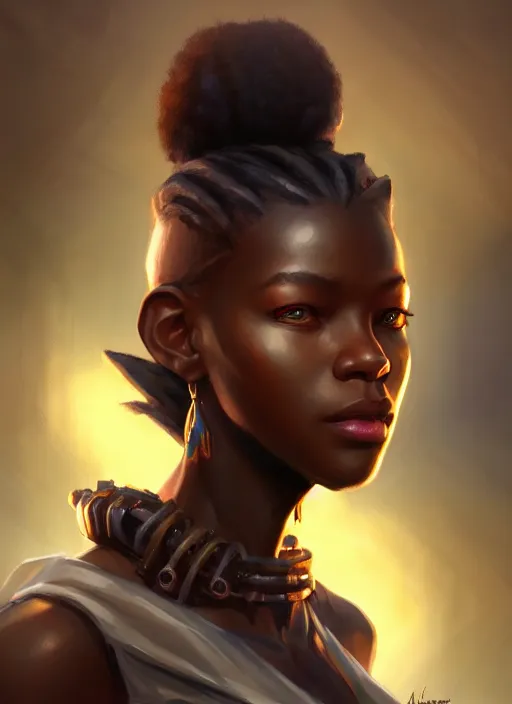 Prompt: character concept art of a dark fantasy african american female, key visual, realistic shaded perfect face, fine details, dystopian environment and background, by stanley artgerm lau, wlop, rossdraws, james jean, andrei riabovitchev, marc simonetti, and sakimichan, trending on artstation