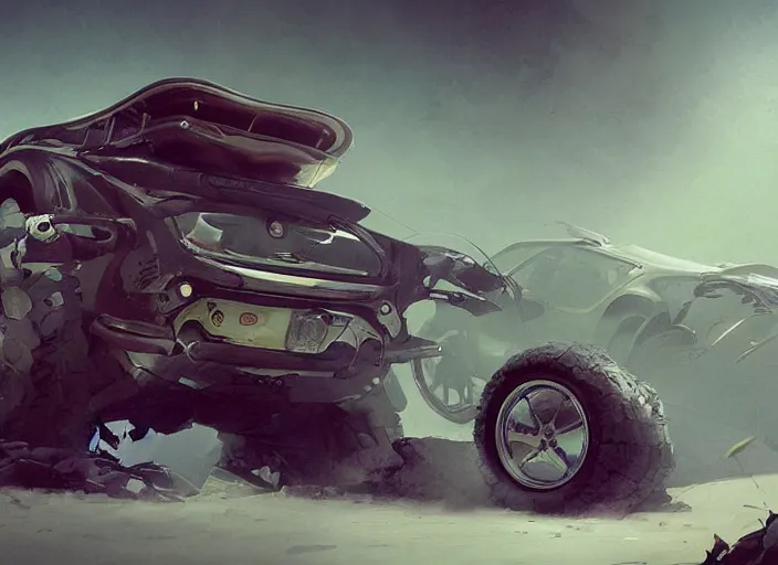 Image similar to a beautiful concept design of an old car converted into offroad sport. car design by cory loftis, fenghua zhong, ryohei hase, ismail inceoglu and ruan jia, henrik fisker and bruce kaiser and scott robertson and dmitry mazurkevich and doruk erdem and jon sibal, volumetric light.