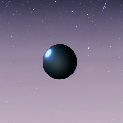 Prompt: a black scifi space scene with a blue glass sphere floating in the void of out space