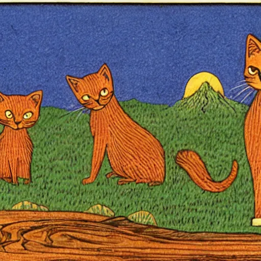 Image similar to cats in the style of glen baxter