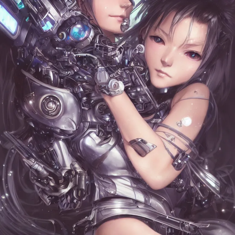 Image similar to a realistic detailed beautiful portrait of a cybernetic anime cat-girl, cyberpunk concept art, digital art, highly detailed, intricate, sci-fi, sharp focus, Trending on Artstation HQ, deviantart, unreal engine 5, 4K UHD image, hyperrealistic, photorealistic, art by artgerm and greg rutkowski and alphonse mucha