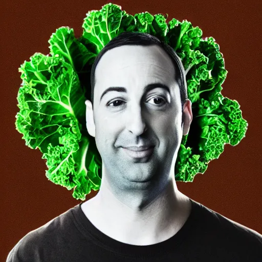 Image similar to tony hale double exposure head of kale