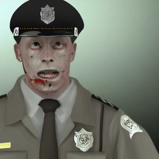 Prompt: zombie! security officers beige! uniform and caps trending on artstation very realistic proportional accurate high detail 4 k 8 k hd