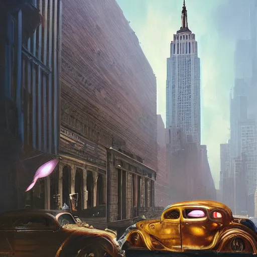 Image similar to the tarnished explores 1 9 3 0's new york city, matte painting, detailed, elden ring, oil on canvas, by beeple