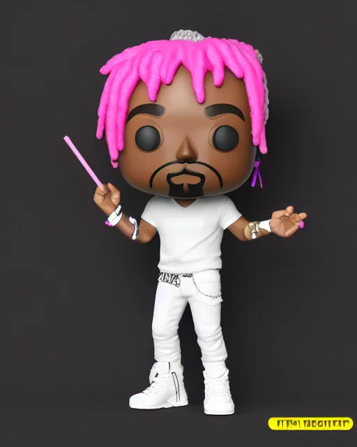 Image similar to full body 3d render of lil uzi vert as a funko pop, studio lighting, white background, blender, trending on artstation, 8k, highly detailed