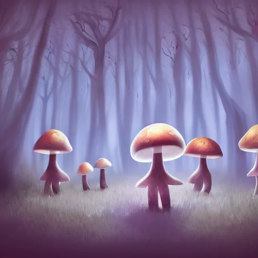 Image similar to mushroom cult, ritual, volumetric lighting, digital artwork, trending on art station, vignette, runic symbols, eerie