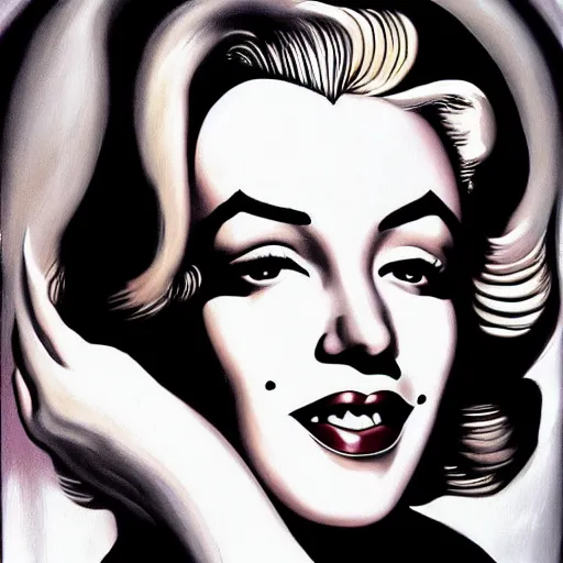 Prompt: a beautiful painting of marilyn monroe by aaron horkey