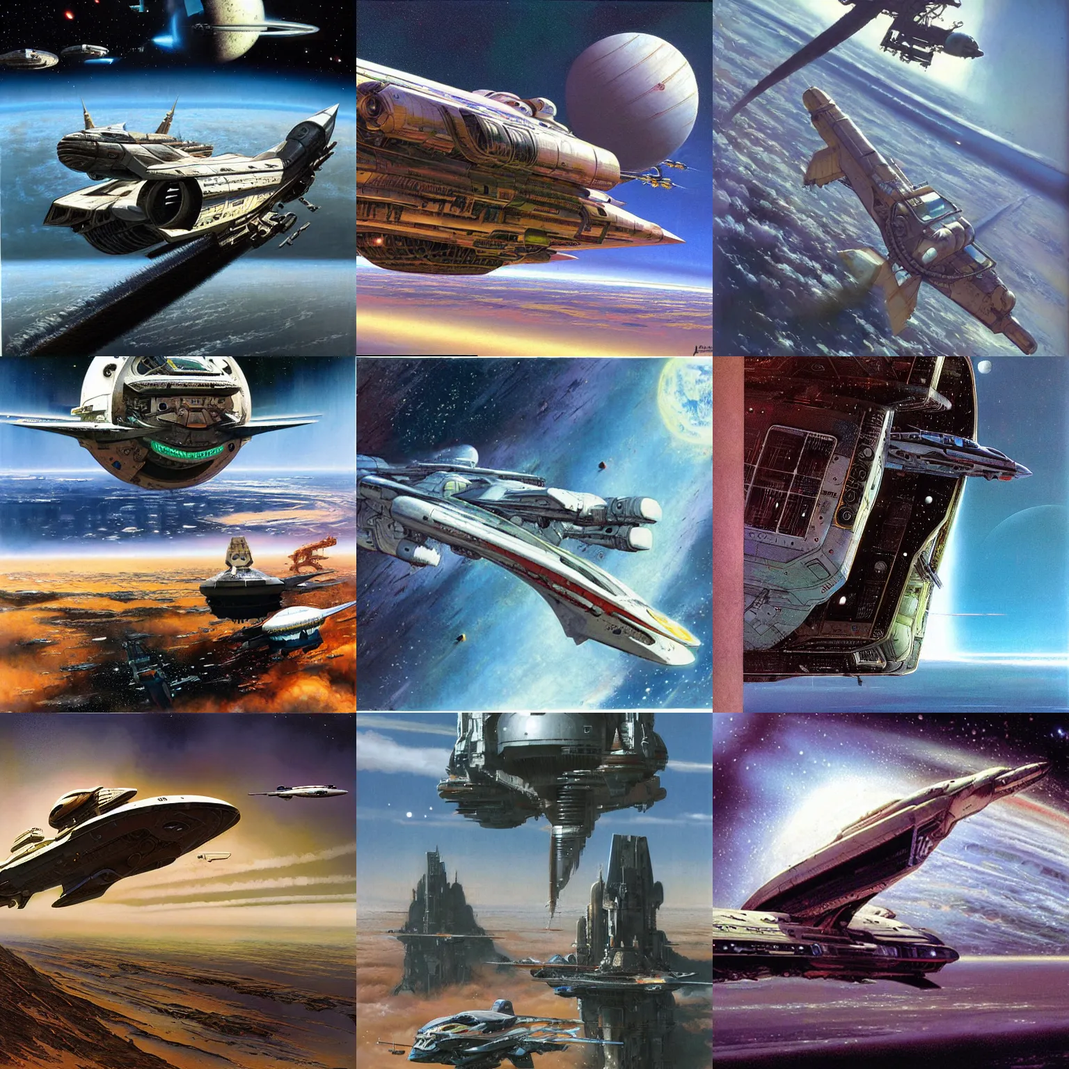 Prompt: realistic illustration scout spaceship exploration survey sci-fi peter elson, john berkey