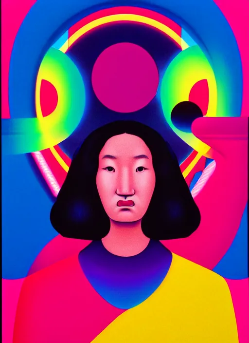 Image similar to peggy gou by shusei nagaoka, kaws, david rudnick, airbrush on canvas, pastell colours, cell shaded, 8 k