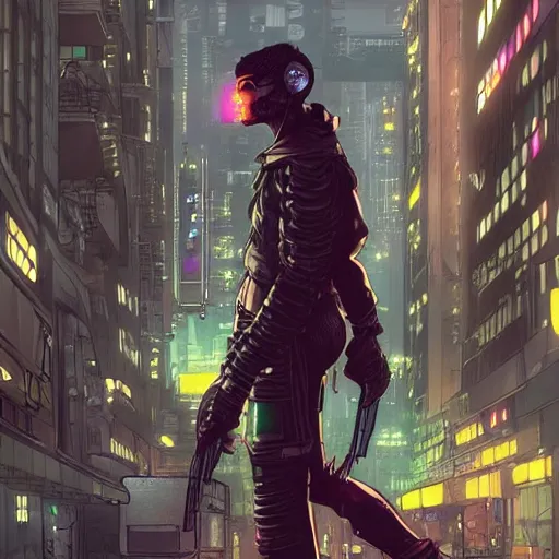 Image similar to a beautiful picture of a cyberpunk rogue walking in crowded city by katsuhiro otomo trending on artstation