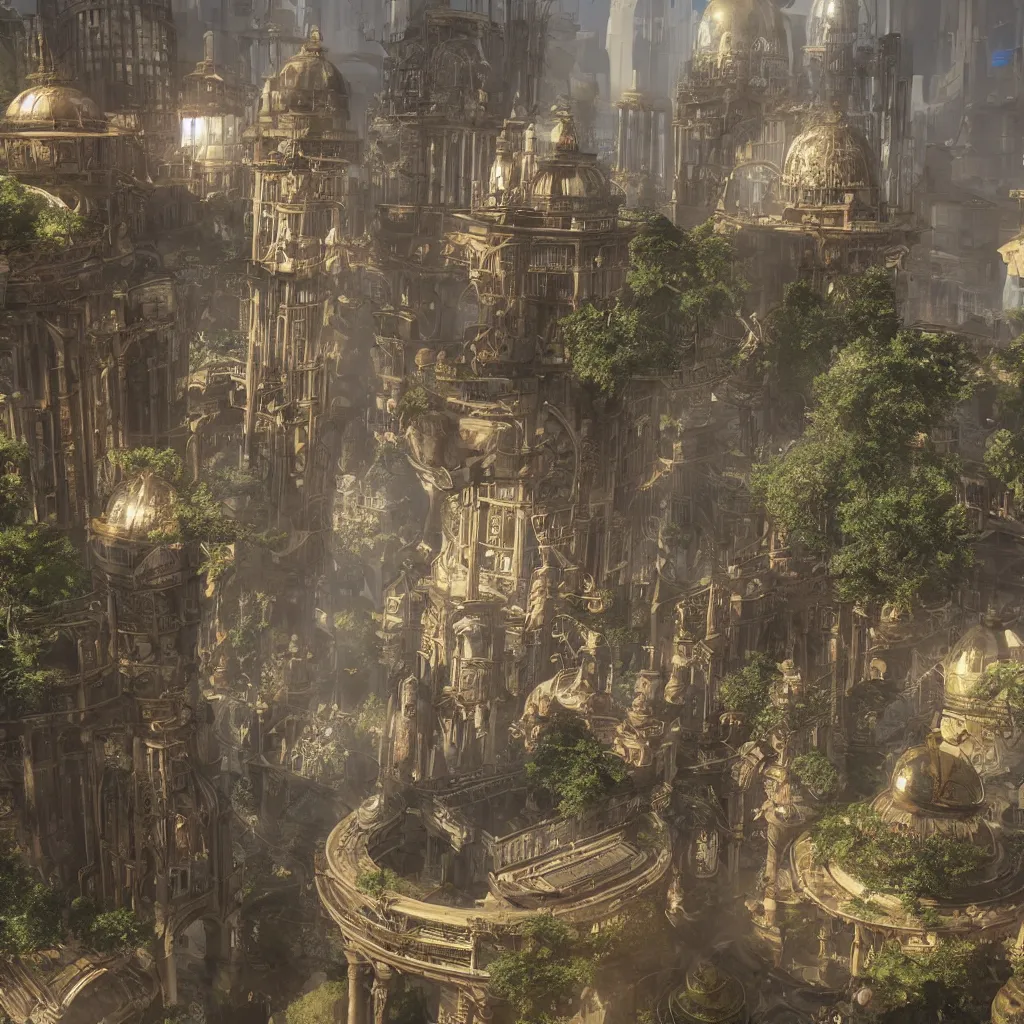 Prompt: a steampunk city underneath a hyperrealistic massive glass dome, unreal engine, realistic fantasy