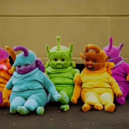 Image similar to really wrinkled old Teletubbies