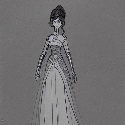 Prompt: milt kahl sketch of victoria justice as princess padme in star wars episode 3