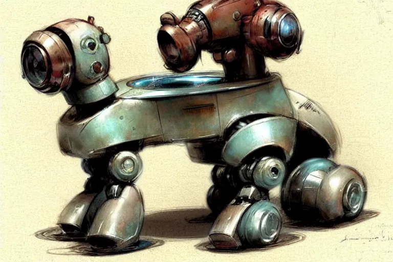 Image similar to ( ( ( ( ( 1 9 5 0 s retro future robot puppy. muted colors. ) ) ) ) ) by jean - baptiste monge!!!!!!!!!!!!!!!!!!!!!!!!!!!!!!