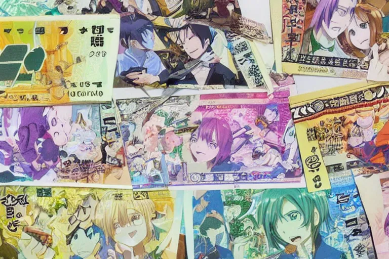 Image similar to paper money of utopia country in anime