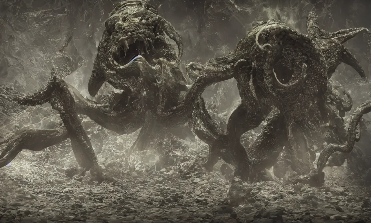 Image similar to cthulhu, octane render, unreal engine, ultradetailed, stylized as a 3 dimensional render