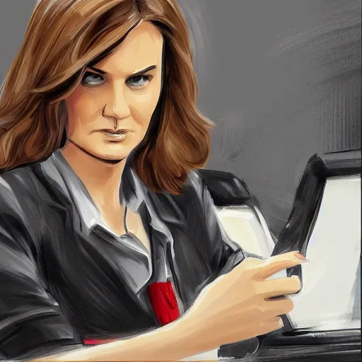 Prompt: olivia benson pointing in court, digital painting, ultradetailed, artstation, ultradetailed, pinterest,