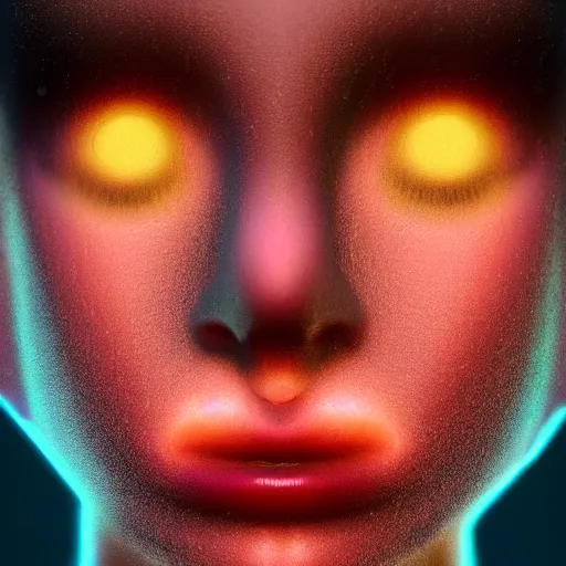 Image similar to angel spirit guide, cartoon portrait made out of rain, realistic, highly detailed, neon, rendered in octane, unreal engine, beautiful, trending on artstation,