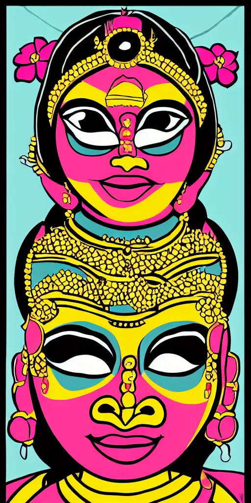 Image similar to kathakali illustration style pop art