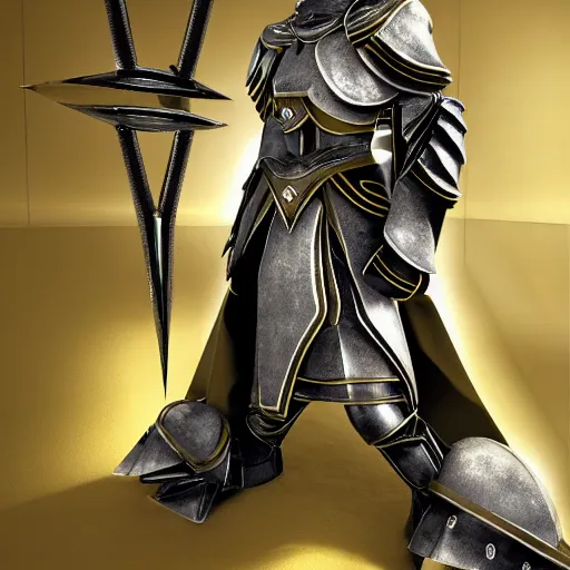 Image similar to a paladin wearing issey miyake armor while posing in a luxurious living room, 3 dcg, ps 1, morrowind, mmorpg, portrait, fashion photography, by mario testino, davide sorrenti, jemal shabazz