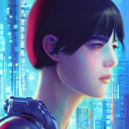 Image similar to A beautiful cyborg woman || ANIME, fine-face, realistic shaded perfect face, fine details. Anime. realistic shaded lighting poster by Ilya Kuvshinov katsuhiro otomo ghost-in-the-shell, magali villeneuve, artgerm, Jeremy Lipkin and Michael Garmash and Rob Rey