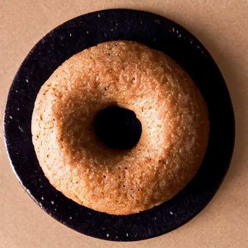 Image similar to Perfectly circular donut!!!!! in the style of a chocolate chip cookie!!!!!!, trending on artstation, 4k, 8k, professional photography, overhead shot, 35mm lens