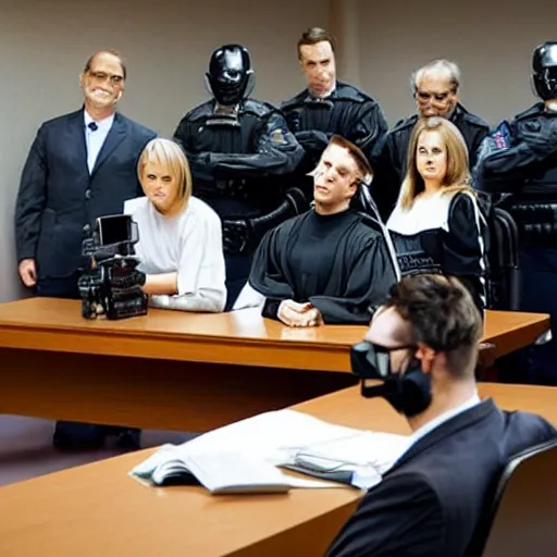 Image similar to robocop in court working as judge