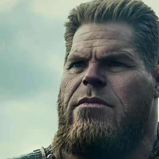 Image similar to Thanos in the TV show Vikings 4K quality super realistic