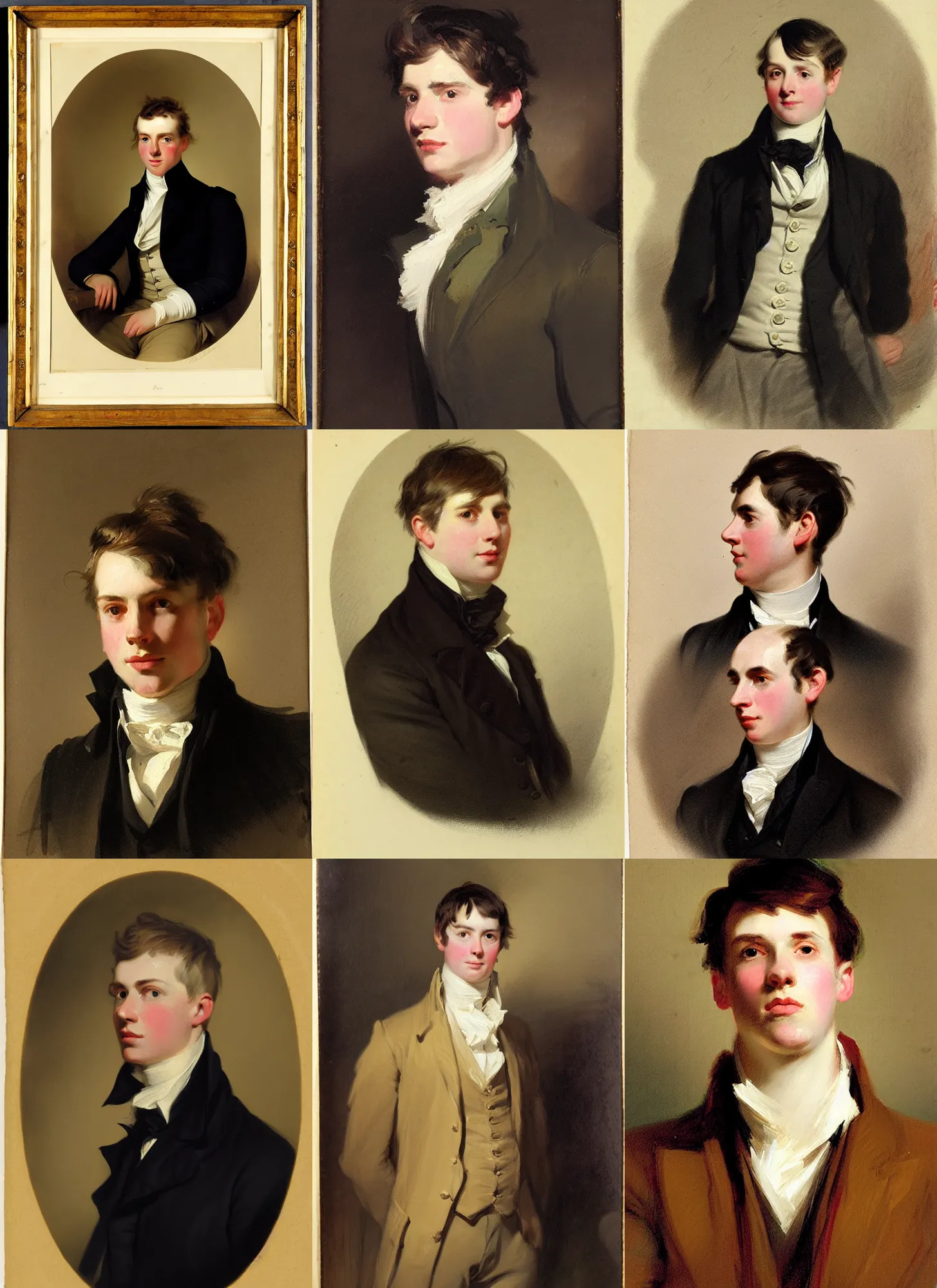 Prompt: portrait of a young man, illustrated by alastair christian adams and henry raeburn
