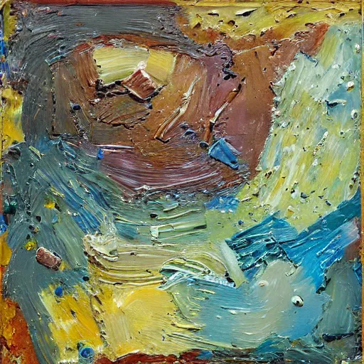 Image similar to oil paint impasto relief, beautiful sea of marbles, multi layered thick brush marks, some splattered paint, in the style of ivan shishkin and frank auerbach and van gogh