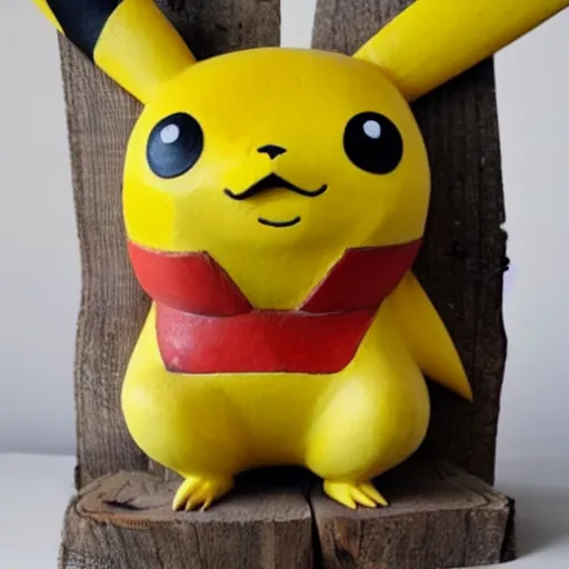 Image similar to Pikachu Sculpture made out of planks