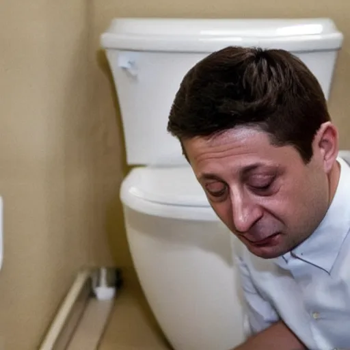 Image similar to Zelensky flushes himself in the toilet