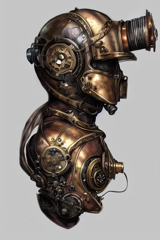 Image similar to steampunk helmet fantasy art mask robot ninja stylized digital illustration sharp focus, elegant intricate digital painting artstation concept art global illumination ray tracing advanced technology chaykin howard and campionpascale and cooke darwyn and davis jack