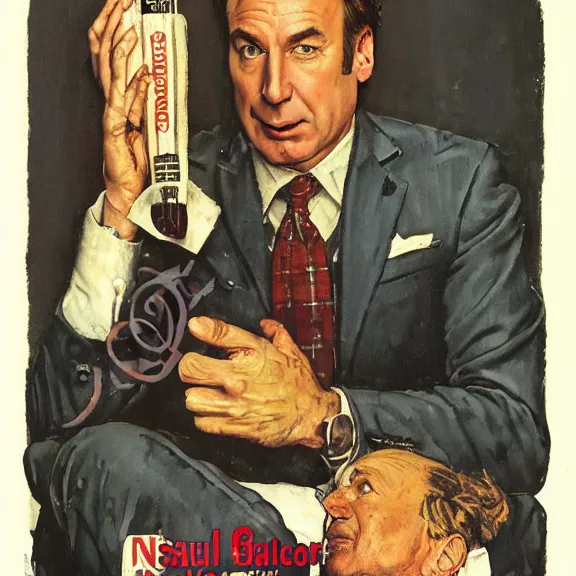 Image similar to portrait of saul goodman in the style of norman rockwell, official promo art